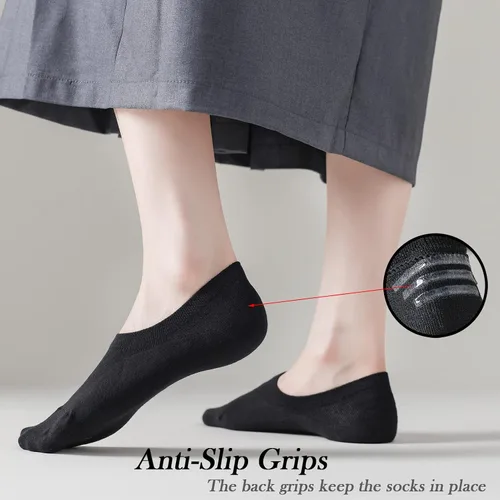 Miniatura 4 de JORMATT Calcetines invisibles para mujer, de algodón, de corte bajo, planos, antideslizantes, 12 pares, 6 pares