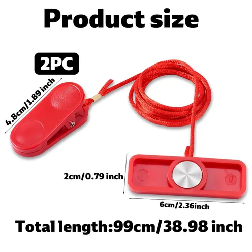 Miniatura 2 de Gosknor 2 llaves de seguridad magnéticas para cinta de correr, interruptor de seguridad magnético universal de 2.4 x 0.8 pulgadas, repuesto