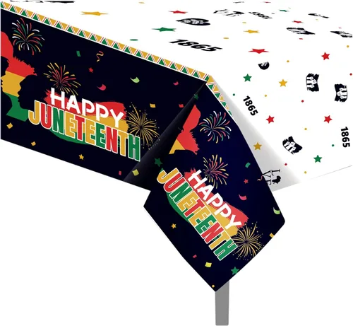 Miniatura 84 de 1 paquete de mantel de plástico con diseño de bandera americana del 4 de julio para fiesta, 54 x 87 pulgadas de largo, mantel rectangular para bufé