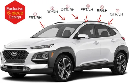 Miniatura 3 de AUTOCLOVER - Juego de 6 protectores de lluvia con cinta adhesiva para Hyundai Kona 2018 2019 2020 2021 2022 2023 / deflectores de ventana, persianas