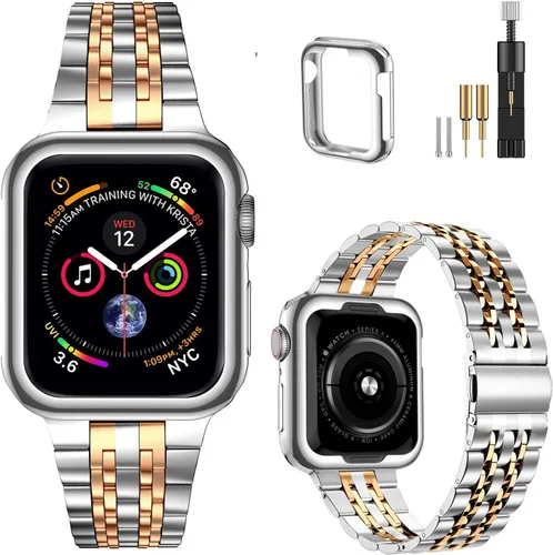 Miniatura 24 de MioHHR - Correa compatible con Apple Watch de 49 mm Ultra 3/2/1, correa de metal de acero inoxidable sólida para iWatch 49 mm Series Ultra 3/2/1