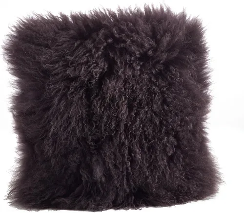 Saro Lifestyle Almohada de piel de cordero mongol rellena de poliéster Gris