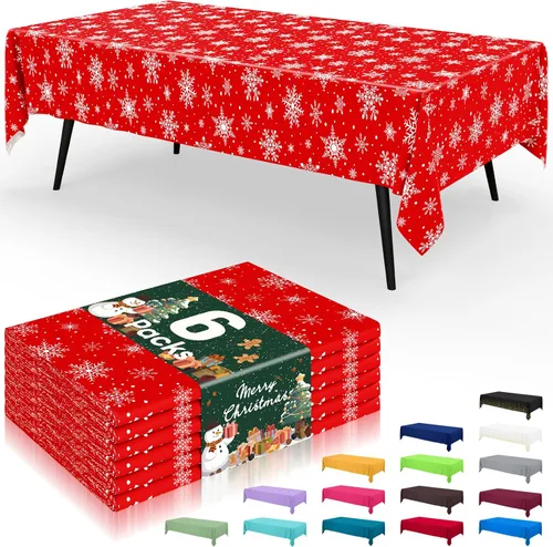 Miniatura 147 de Smiry - Juego de 6 manteles desechables, 54 x 78 pulgadas, manteles impermeables rectangulares para fiestas, cubierta de mesa de plástico