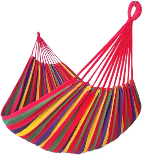 Miniatura 17 de GOCAN - Hamaca doble brasileña para 2 personas, 129.9 x 59 pulgadas, carga de 500 libras, lona de algodón, hamaca para patio, porche, jardín, patio