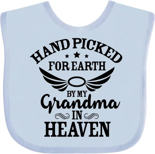 Miniatura 18 de inktastic Handpicked for Earth By My Grandma in Heaven Angel Wings Baby Bib