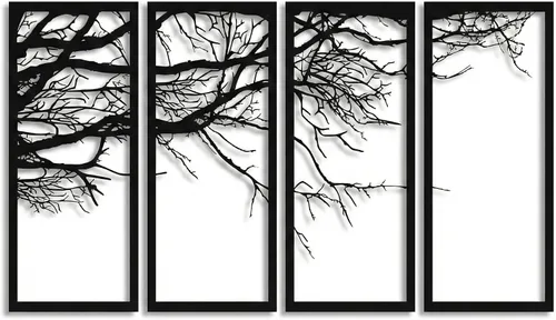 DEKADRON Arte de pared de metal, árbol de la vida, 4 piezas, letrero de árbol, decoración de pared, decoración de interiores, regalo de inauguración