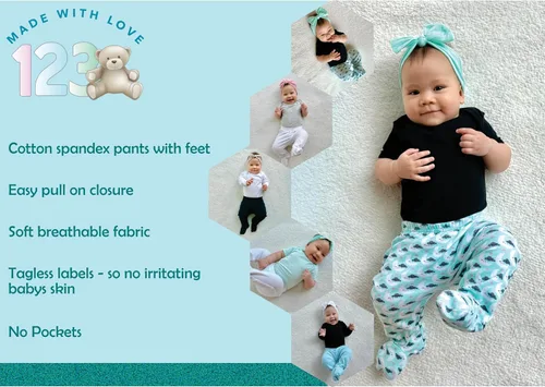 Miniatura 2 de 123 Bear - Pantalones suaves de algodón con spandex para bebé con pies