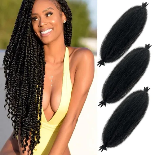 Miniatura 15 de Cabello afro Twist morado degradado de 16 pulgadas, cabello Marley pre-separado para rastas suaves, cabello trenzado Marley Twist Ombre Kinky Spring