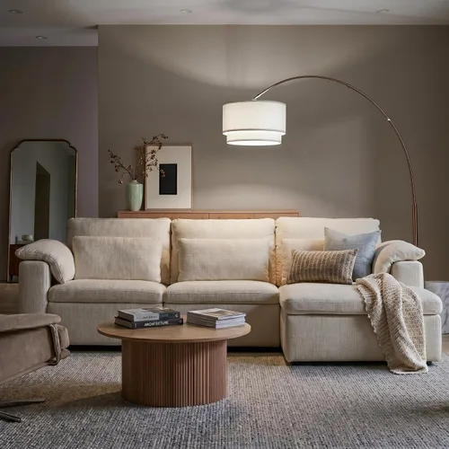 Miniatura 5 de Brightech Mason - Lámpara de pie de arco, lámpara de pie de esquina moderna con pantalla de tambor colgante única para sala de estar - Luz curva