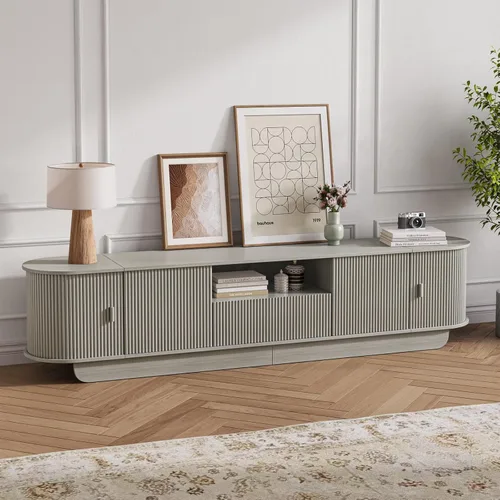 Miniatura 15 de Juego de Mesa de Centro y Soporte para TV de 2 Piezas, Centro de Entretenimiento con 2 Cajones, Consola de TV Moderna de 78.7'', Mesa de Centro Gris