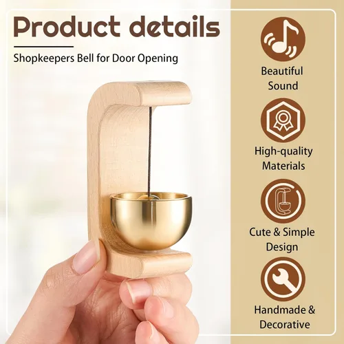 Miniatura 3 de Zonon 2 Piezas Campanillas de Viento Magnéticas de Madera Decoración de Timbre de Puerta Campana de Comerciantes para Apertura de Puerta Forma de C
