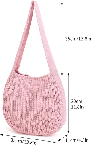 Miniatura 58 de ENBEI Bolsos de hombro para mujer Bolsos de ganchillo Bolso de punto grande Bolso de mano estético para la escuela lindo Bolsas de mano Bolsa