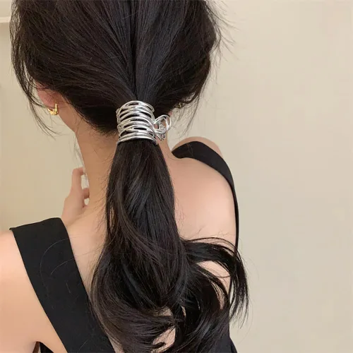 Miniatura 4 de Myhiju Pinzas de metal para el cabello, 2 pinzas de cola de caballo altas para mujer, pinzas pequeñas antideslizantes para cabello grueso
