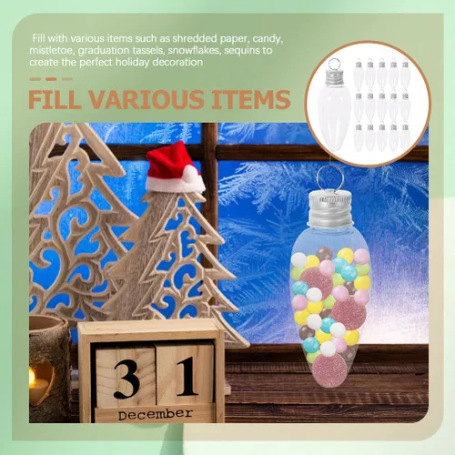 Miniatura 5 de TOYANDONA Bombilla pequeña para botella de caramelo, contenedor de adorno para relleno de calcetines, luz colgante, bombilla rellenable, bolas