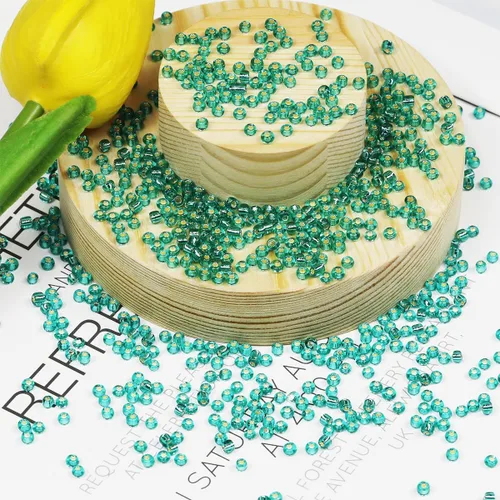 Miniatura 50 de Cuentas de semillas doradas transparentes de 4 mm al por mayor para hacer joyas, 110 gramos, aproximadamente 1600 piezas, cuentas de vidrio 6/0