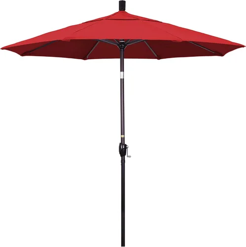 Miniatura 26 de California Umbrella Sombrilla redonda de aluminio de 7.5 pies, manivela elevadora, botón de inclinación, poste de bronce, Sunbrella Air Blue