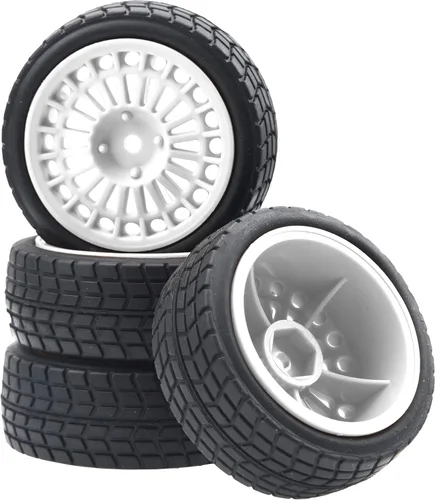 Miniatura 7 de OD2.75 pulgadas de nailon de 0.472 in hexagonales, llantas y neumáticos de goma compatibles con HSP Tamiya HPI Traxxas 1/10 1/12 en carretera, Negro