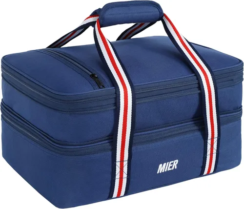 Miniatura 11 de MIER - Porta ollas doble aislada térmica para comidas, bolsa de almuerzo para fiestas de comida, pícnic, playa, se adapta a cacerola de 9 x 13