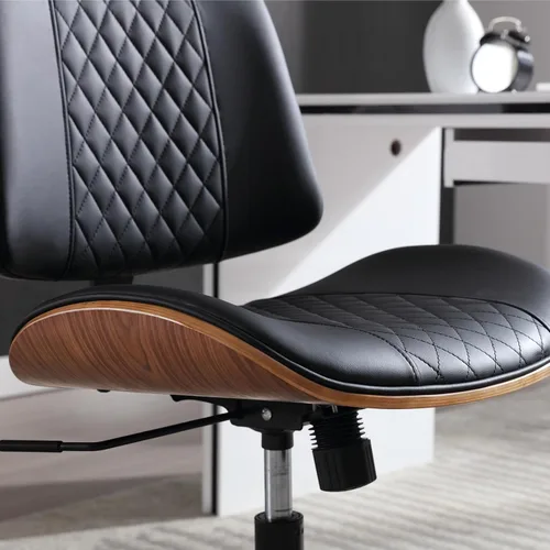 Miniatura 3 de Silla de escritorio para oficina en casa sin brazos con ruedas, silla de escritorio pequeña de altura ajustable, silla de computadora giratoria 360