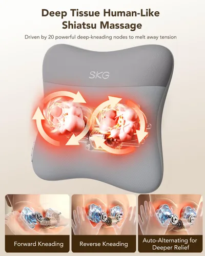 Miniatura 3 de SKG VS500 Masajeador de espalda inalámbrico para aliviar el estrés, tejido profundo, día del padre, 4D, masajeador de cuello y espalda con calor
