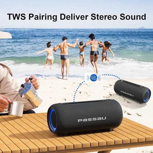 Miniatura 5 de Passau Altavoces Bluetooth portátiles con sonido estéreo de pico de 40 W, radiadores pasivos, graves profundos, reproducción durante todo el día