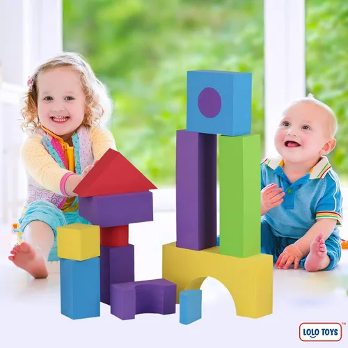 Miniatura 8 de LOLO TOYS Bloques de espuma de construcción grandes para niños pequeños – Bloques de construcción gigantes gigantes grandes (30 piezas)