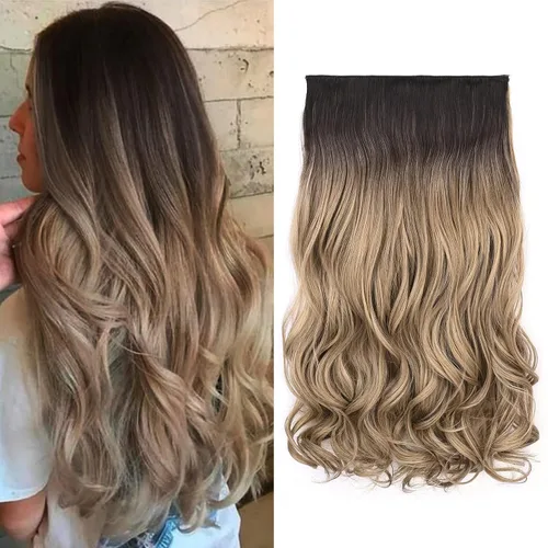 Miniatura 41 de REECHO Extensiones de cabello rubio, extensiones de una pieza con clip de 20" para mujer, extensiones de cabello sintético suave y natural con ondas