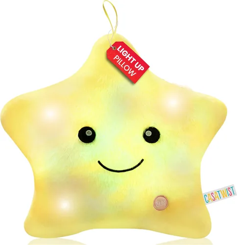 Almohada de felpa con luces parpadeantes de 15 pulgadas de alta calidad, juguetes sensoriales para niños con autismo, decoración de habitación de