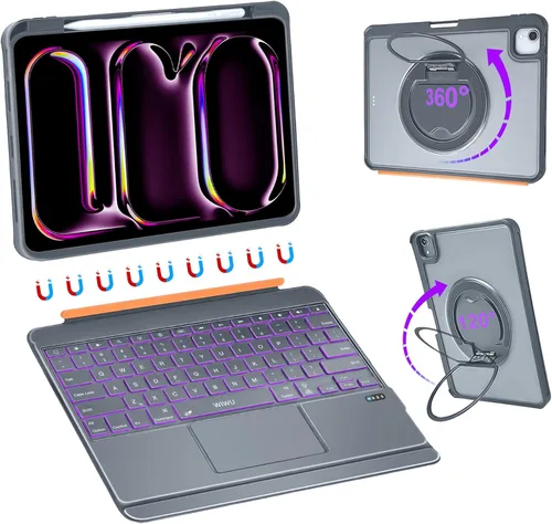Miniatura 10 de WIWU Funda con teclado para iPad Pro de 11 pulgadas M5/M4 2025/2024, color negro