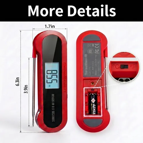 Miniatura 7 de Termómetro profesional 3 veces más rápido de 0.5 segundos para carne de lectura instantánea, digital, alta precisión ± 0.5 °F, impermeable IP67
