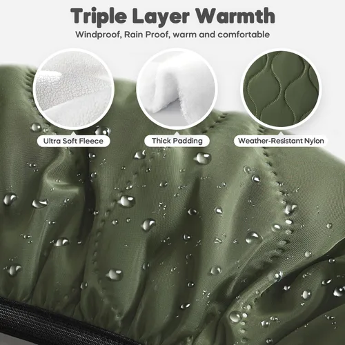 Miniatura 6 de Funda de asiento de automóvil para bebé, impermeable, resistente al viento, cálida funda de asiento de automóvil de invierno para asientos de Verde
