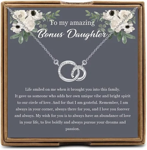 OKEYCH Regalo de regalo para hija de padrastro, collar para hijastra, regalo para hijastra de madrastra padrastro, regalo de cumpleaños para hija