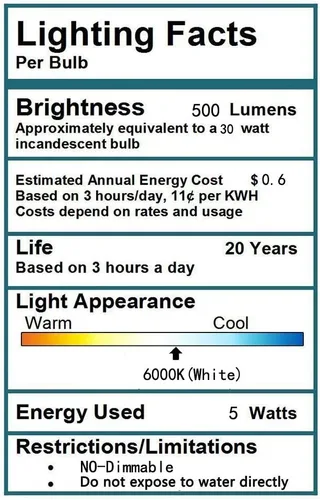 Miniatura 6 de Bombilla LED COB HR16 de 5 vatios (paquete de 4) – Bombilla LED Downlight de 60 grados, 6000 K luz blanca diurna, 50 W bombillas halógenas