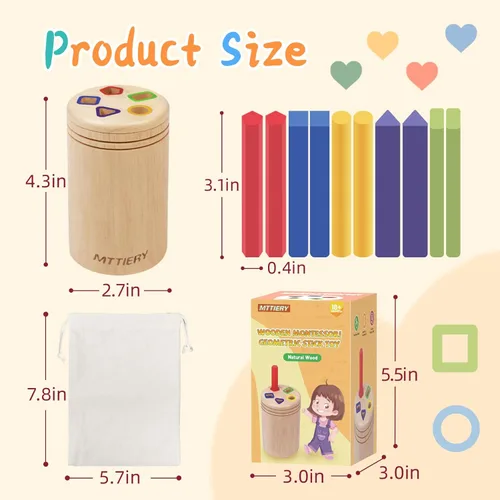 Miniatura 5 de Montessori - Juguetes de madera para clasificar colores para niños de 3 años, actividades de aprendizaje preescolar, juego educativo a juego de Palo