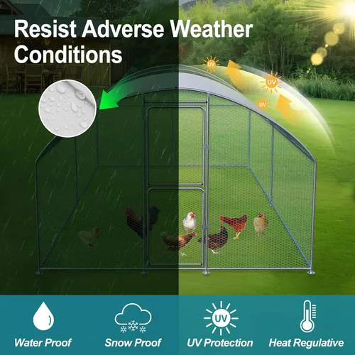 Miniatura 4 de Airynee Gallinero grande, gallineros para 20 pollos, corridos de pollo para patio con agua y cubierta resistente a los rayos UV, techo de cúpula
