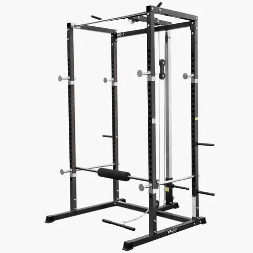 Miniatura 11 de Valor Fitness Power Rack - Soporte para sentadillas y banco de prensa de banco con accesorio desplegable LAT de 2 x 2 pulgadas, marco de Rack
