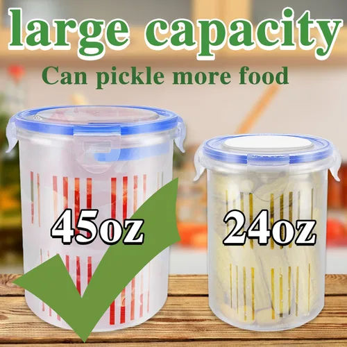Miniatura 3 de 2 piezas de frascos para pepinillos con colador, frasco grande para pepinillos de 45 oz a prueba de fugas con tapa Lock It, contenedor