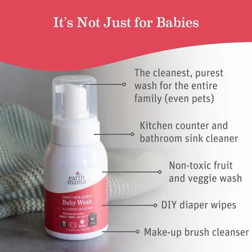 Miniatura 2 de Earth Mama Simply Non-Scents - Jabón de manos espumoso para bebés, gel de baño multiusos sin fragancia para pieles sensibles, jabón de castilla