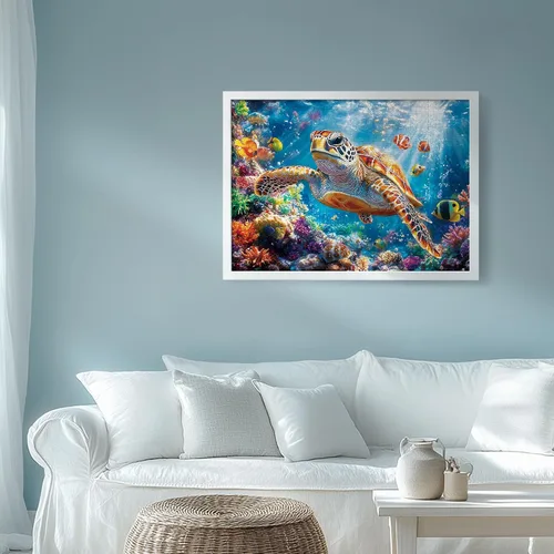 Miniatura 7 de Rompecabezas para adultos de 1000 piezas, rompecabezas de tortuga marina de 1000 piezas, rompecabezas desafiantes del océano con letra en la parte