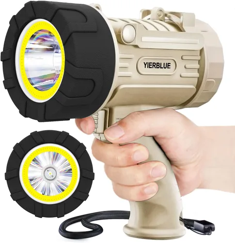 Miniatura 8 de YIERBLUE Linterna de Foco Recargable con LED de 1000000 Altos Lúmenes, Foco de Largo Alcance Impermeable IP67, Foco de Mano Resistente a Impactos