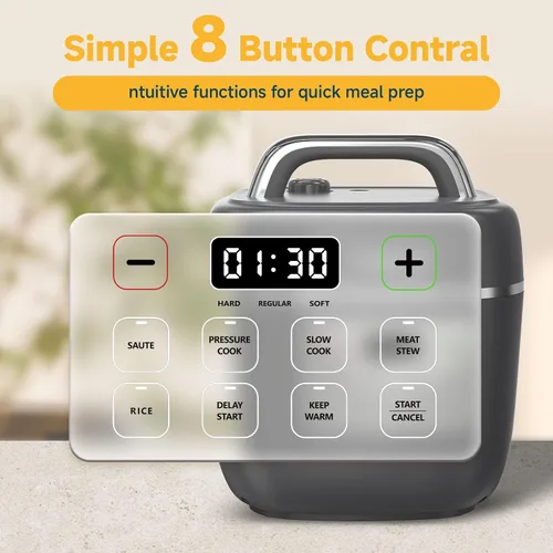Miniatura 4 de Olla a presión eléctrica 3QT, 8 en 1, ahorro de tiempo y saludable, olla antiadherente de cerámica para comidas rápidas, salteado, olla a presión