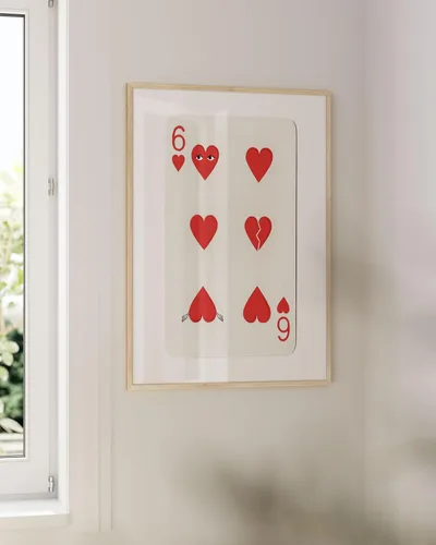 Miniatura 4 de HAUS AND HUES Arte de pared de corazón, bonito póster con estampado de corazón, decoración temática retro (24 x 36 pulgadas sin marco)
