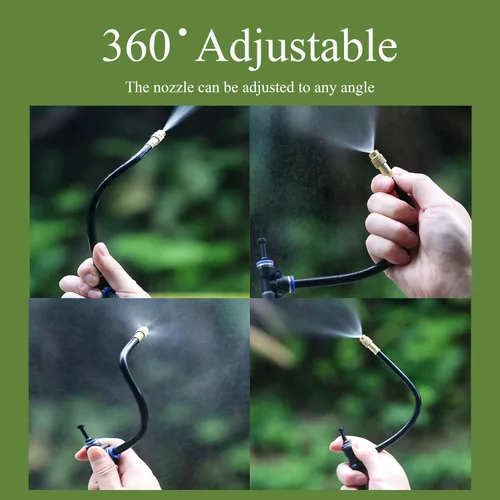 Miniatura 6 de Sistema de riego por goteo ajustable de 360°, sistema de riego de jardín de 17 pies con 5 boquillas, sistema de riego de jardín, accesorios