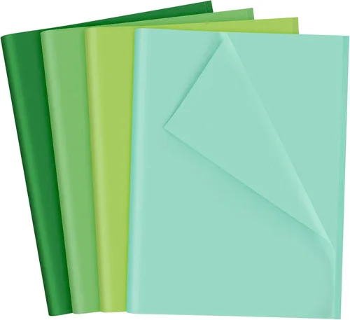 NEBURORA 108 hojas de papel de regalo verde multicolor para el día de San Patricio, Navidad, cumpleaños, regalos de boda, embalaje y decoración de