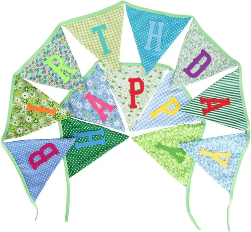 Miniatura 2 de Cartel verde de feliz cumpleaños, 13 piezas con temática de vegetación, suministros de fiesta de cumpleaños, decoración colgante de guirnalda