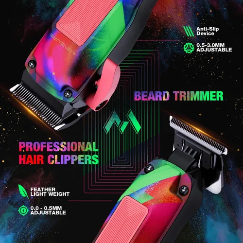 Miniatura 5 de Mensure Cortapelos profesionales para hombres, cortapelos de metal de 7500 RPM con diseño de graffiti, hoja ajustable sin hueco, kit de cortaúñas