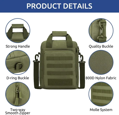 Miniatura 6 de Bolsa de Mensajero Táctica ZHIERNA, Maletín Táctico para Laptop de Alta Resistencia con MOLLE, Bolso de Hombro para Hombre (Incluye Parche)