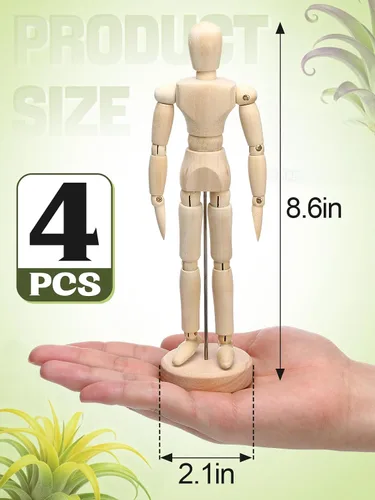Miniatura 3 de ANPHSIN Soporte de Madera para Plantas de Aire de 2 Tamaños - Soporte Único Articulado de Maniquí para Plantas de Aire con Poses Ajustables