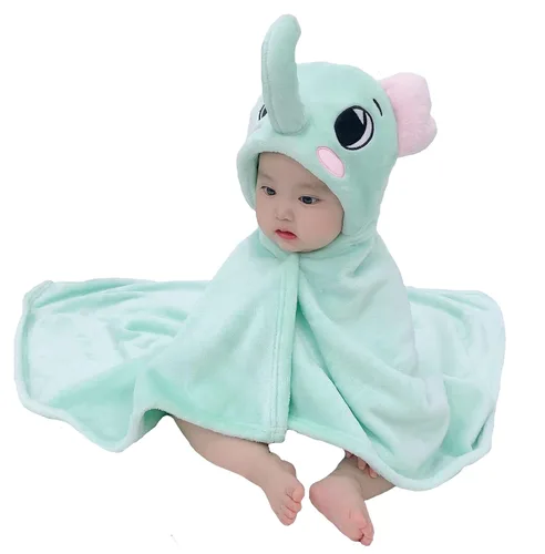 Miniatura 9 de TONWHAR Manta con capucha de cara de animal para bebés y niños de 0 a 4 años, manta de felpa para después del baño (conejo)