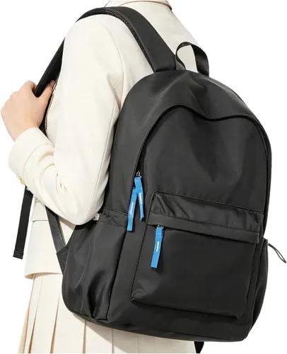 Mochila escolar para adolescentes y niñas, color negro, simple, mochila escolar impermeable, mochila de escuela secundaria para niños, mochila